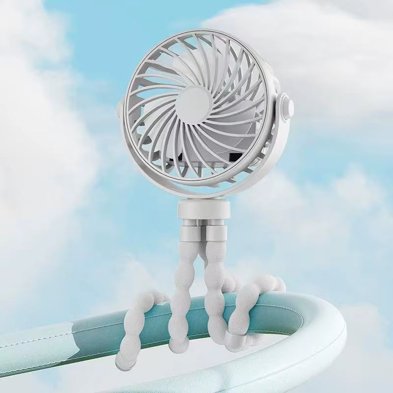 Stay Cool Anywhere with the 2025 Mini Portable Battery-Powered Clip Fan – 360° Rotatable & Flexible for Ultimate Comfort