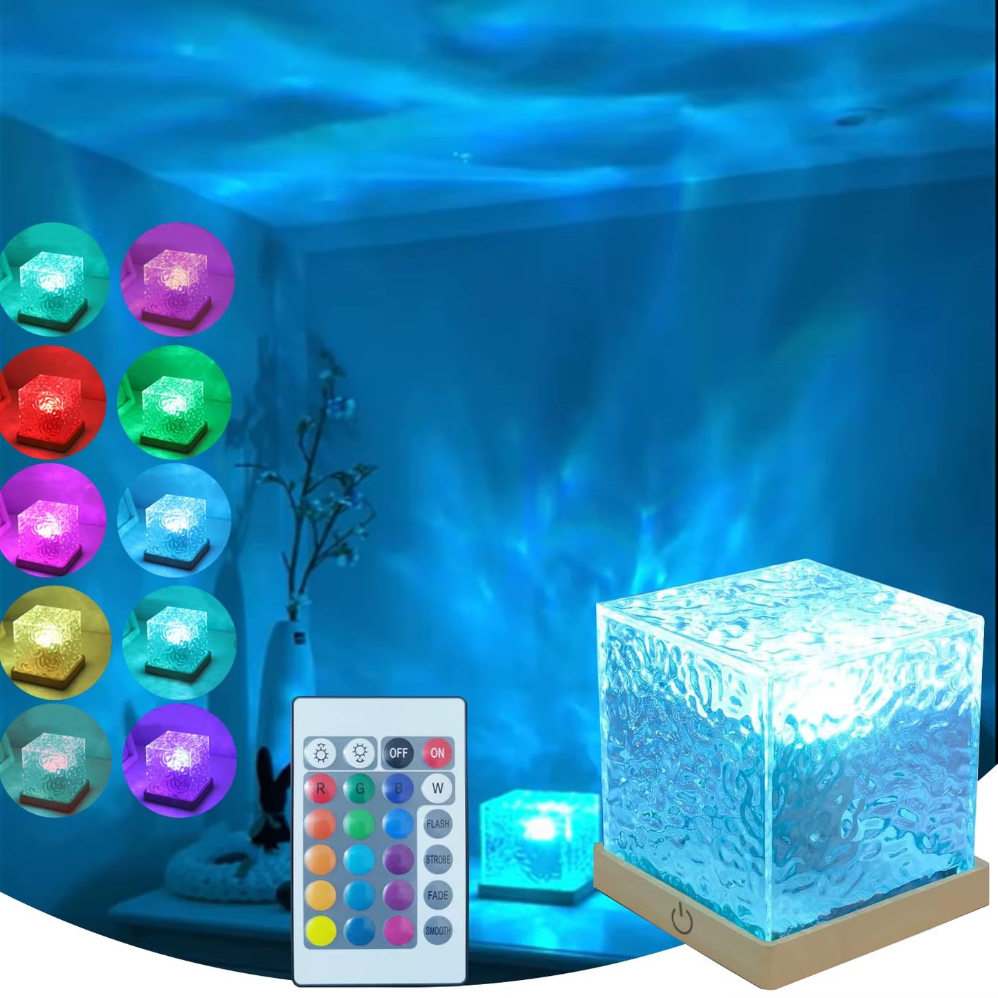 Transform Your Space with the Ocean Lamp Water Light Projector - Experience the Magic of Northern Lights and Soothing Water Ripples in Your Bedroom