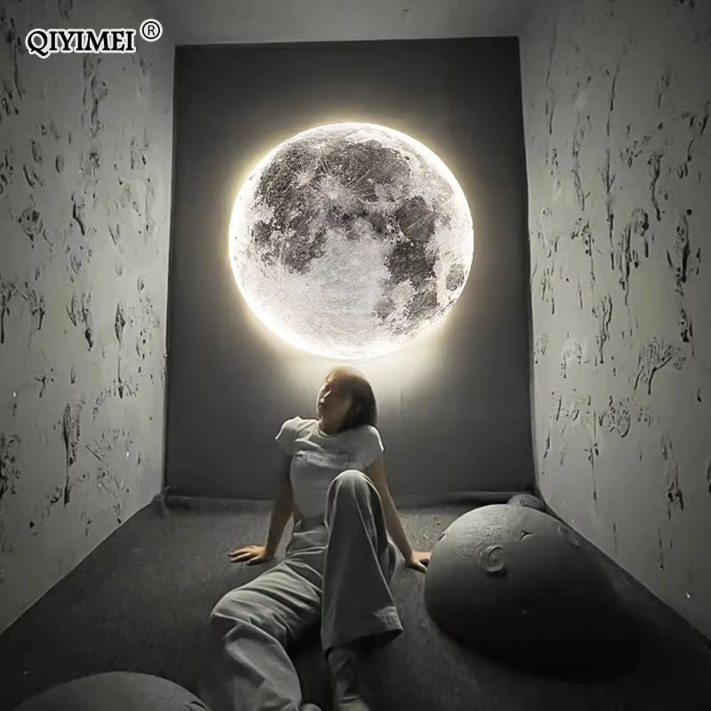 Modern LED Moon Wall Lamp Minimalist Mural Indoor Lighting for Bedroom Background Wall Living ROOM Decorative Bedside Lights