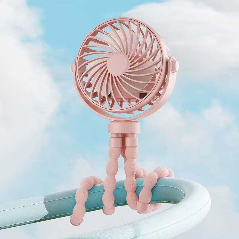 Stay Cool Anywhere with the 2025 Mini Portable Battery-Powered Clip Fan – 360° Rotatable & Flexible for Ultimate Comfort
