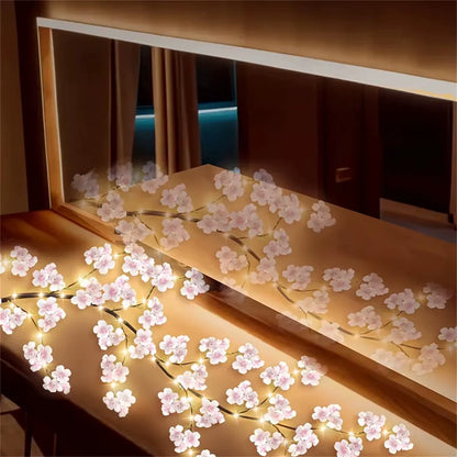 Illuminate Your Space with Cherry Blossom 96 LED USB Tree Branch Rattan Lights - 8 Stunning Modes for Valentine's, Christmas, Weddings, and Bedroom Decor
