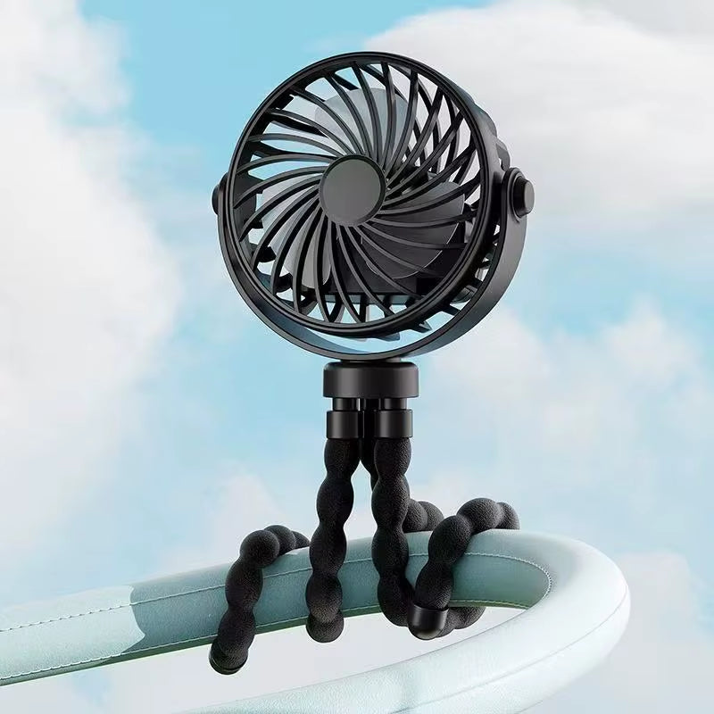 Stay Cool Anywhere with the 2025 Mini Portable Battery-Powered Clip Fan – 360° Rotatable & Flexible for Ultimate Comfort