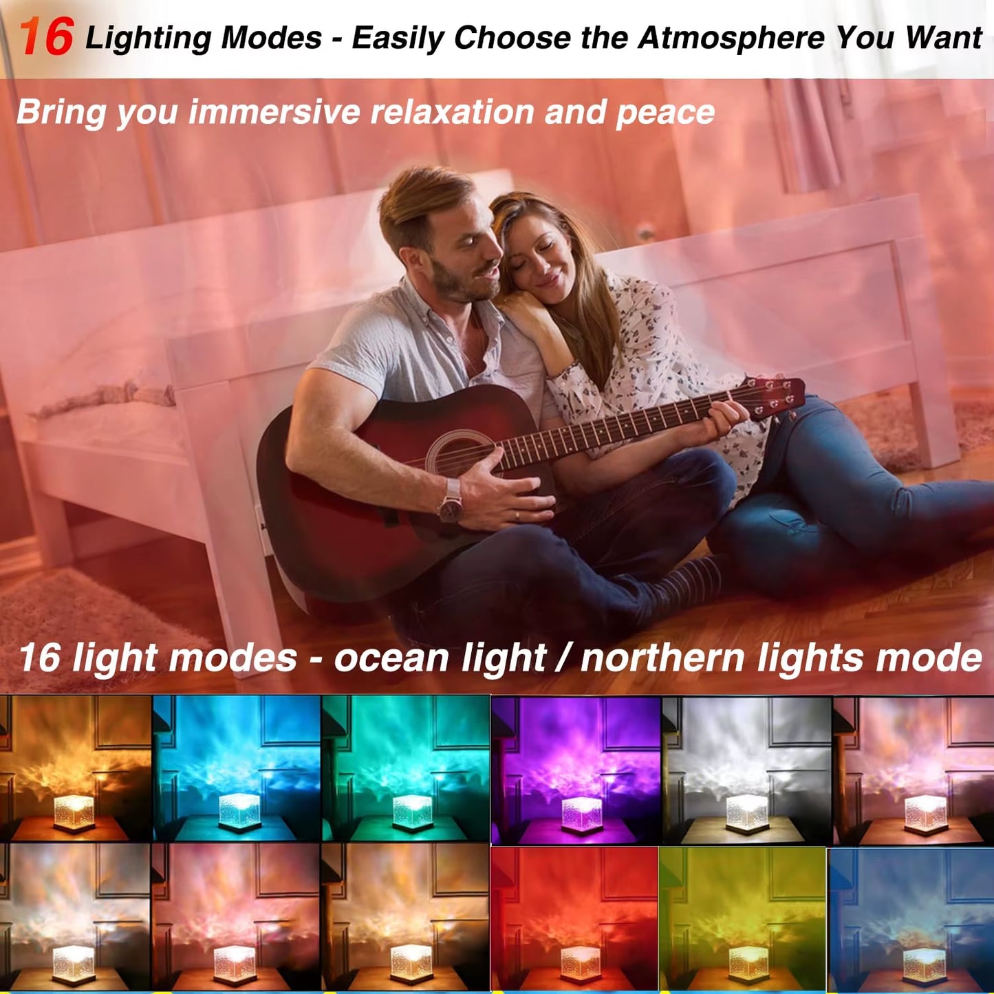 Transform Your Space with the Ocean Lamp Water Light Projector - Experience the Magic of Northern Lights and Soothing Water Ripples in Your Bedroom