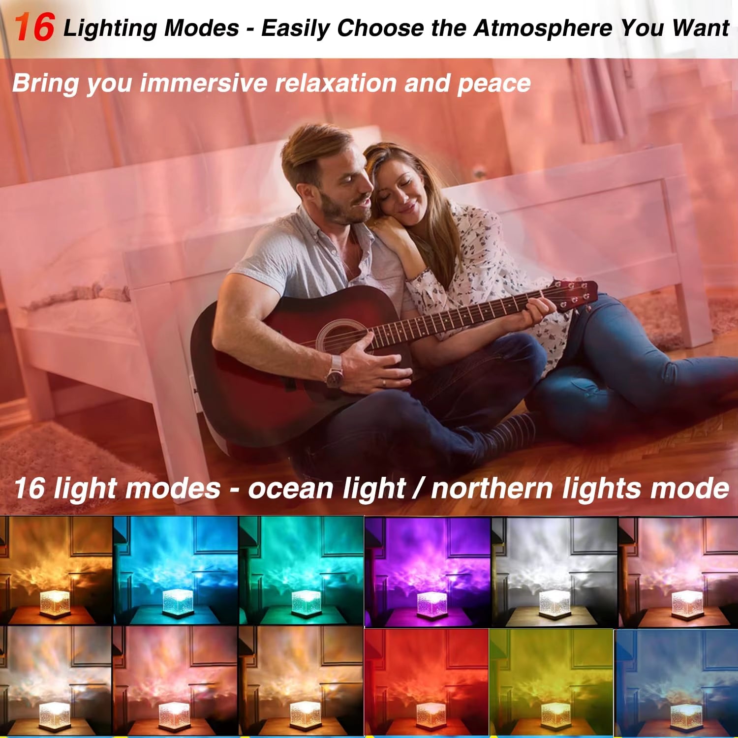 Transform Your Space with the Ocean Lamp Water Light Projector - Experience the Magic of Northern Lights and Soothing Water Ripples in Your Bedroom