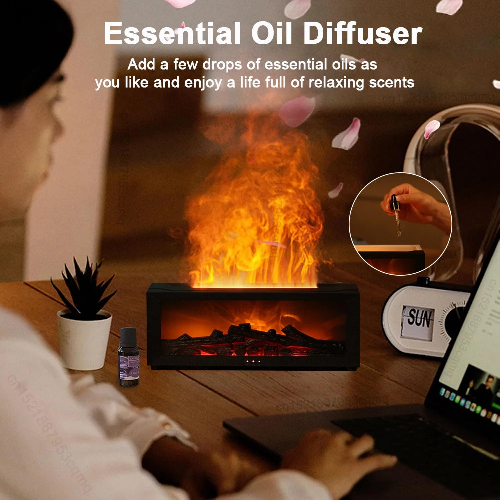 Transform Your Space with the Fireplace Humidifier: A Flame Aroma Diffuser for Relaxation and Serenity