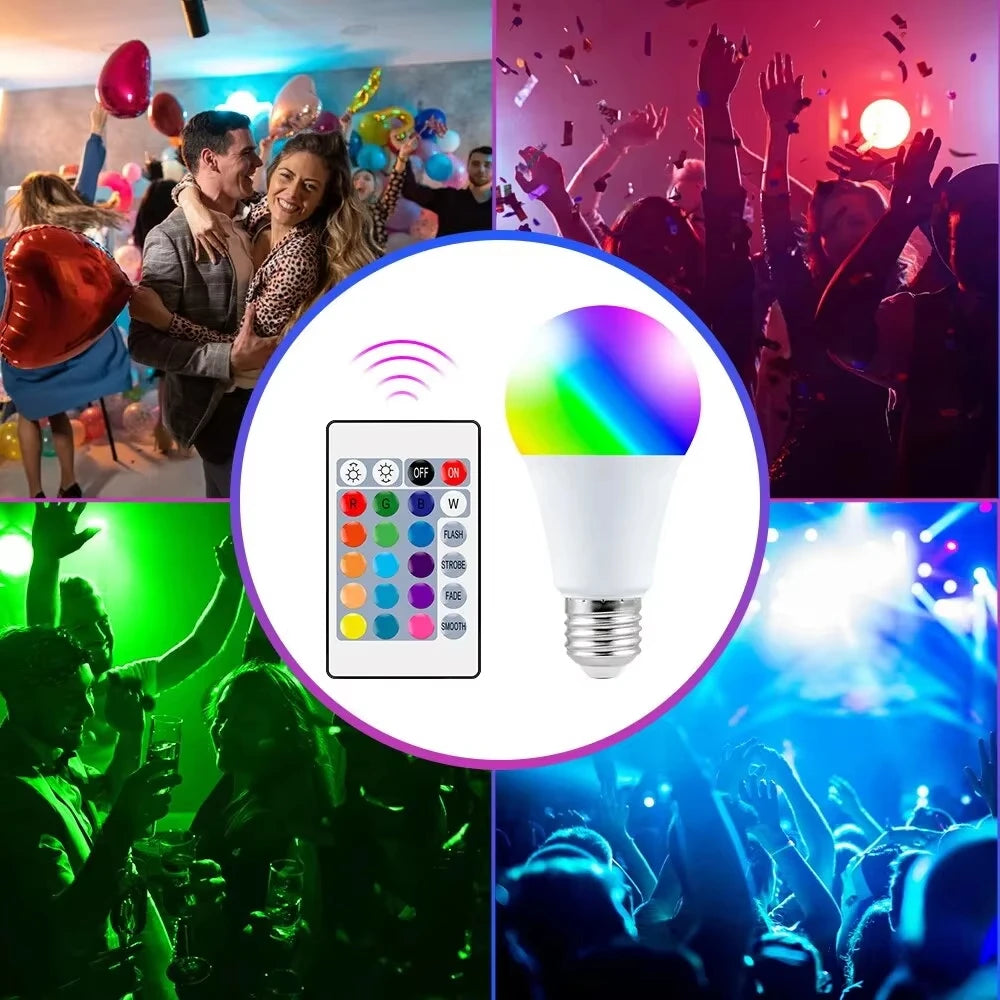 Illuminate Your Space with the 24 Key Remote Control Smart Lamp - 16 Colors RGB Dimmable LED Bulb E27 220V for a Perfect Atmosphere