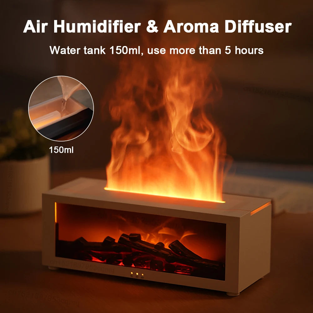 Transform Your Space with the Fireplace Humidifier: A Flame Aroma Diffuser for Relaxation and Serenity
