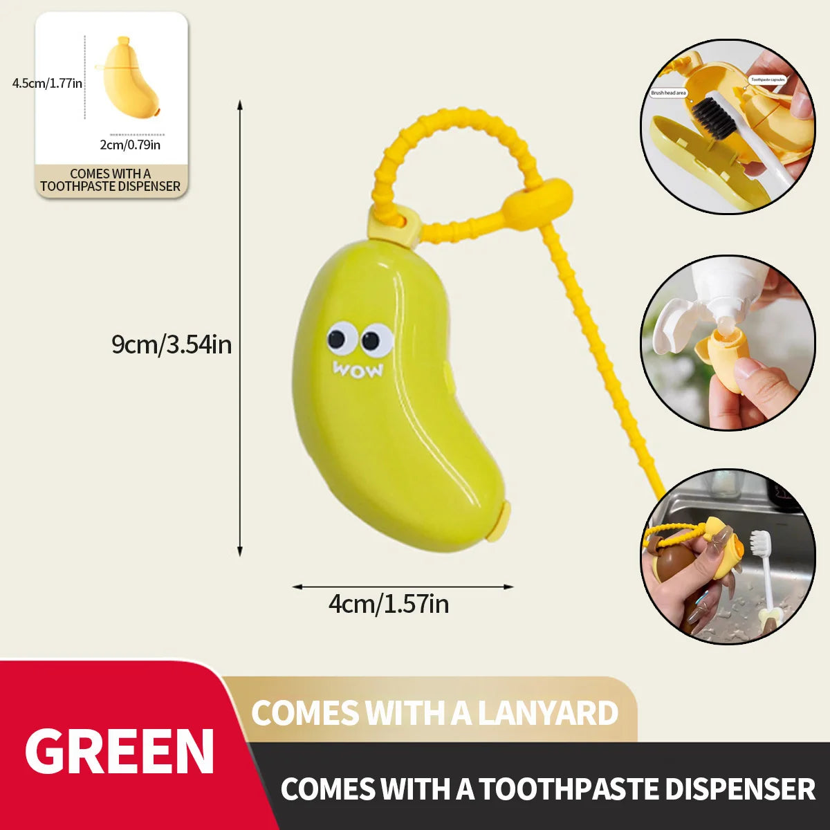 Compact Banana Toothbrush Cap with Toothpaste Storage - Perfect for Travel!