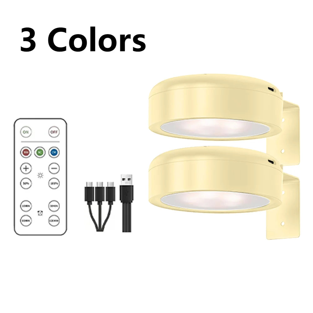 Illuminate Your Art: 2/3Pcs Rechargeable Picture Lights with Remote and Timer for Stunning Wall Displays