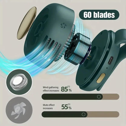 Experience Ultimate Comfort with the Whirlwind Leafless Portable Fan – USB Rechargeable, Silent, and Perfect for Home or On-the-Go
