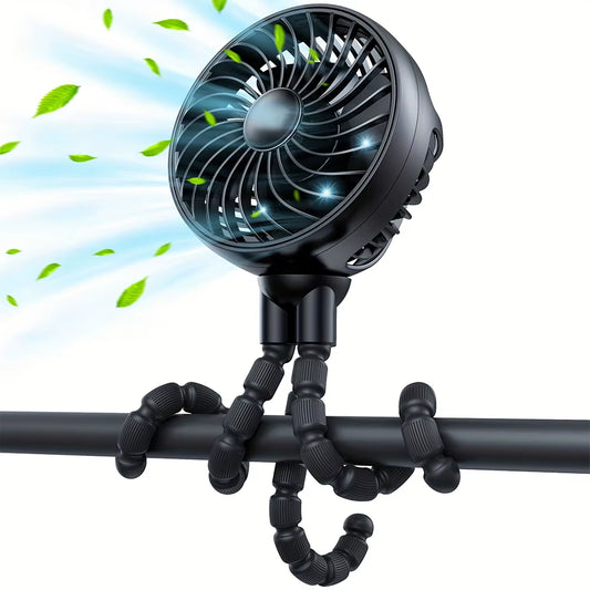 Stay Cool Anywhere with the 2025 Mini Portable Battery-Powered Clip Fan – 360° Rotatable & Flexible for Ultimate Comfort