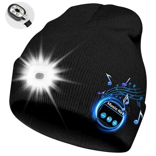 Stay Warm and Stylish with Our Bluetooth Beanie Hat Featuring LED Light and Stereo Music Player!