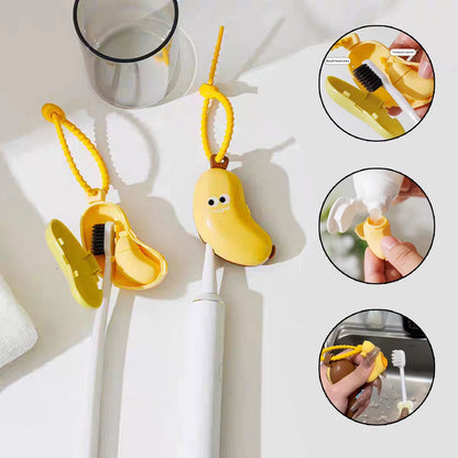 Compact Banana Toothbrush Cap with Toothpaste Storage - Perfect for Travel!