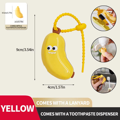 Compact Banana Toothbrush Cap with Toothpaste Storage - Perfect for Travel!